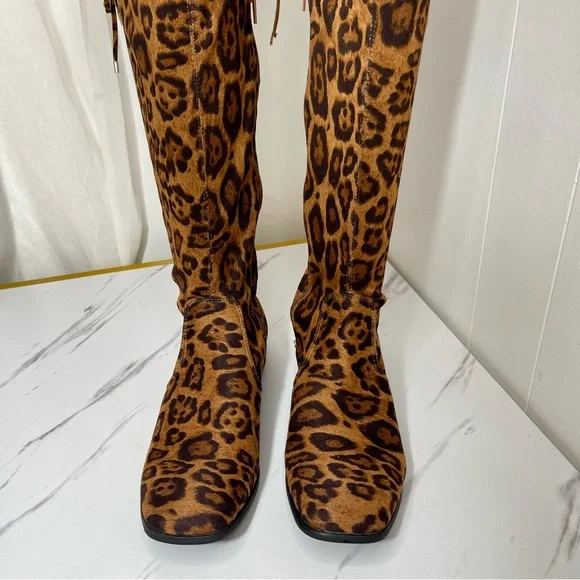 Shoe Dazzle Leopard Print Over the Knee Boots Size 9.5 M - Picture 6 of 14